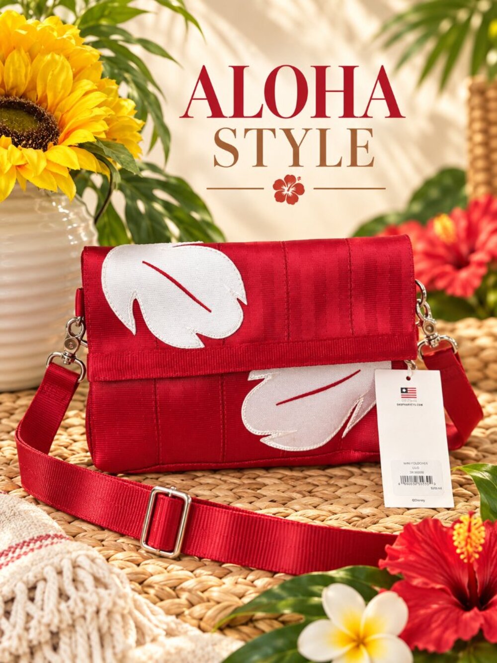 NWT Disney x Harveys Lilo & Stitch Red Seatbelt Foldover Crossbody